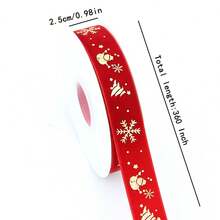 1roll 2.5cm Red And Green Velvet Ribbon With Gold Foil Accents – Featuring Winter Snowman And Snowflake Patterns; Ideal For Christmas Gift Wrapping, Gift Boxes, DIY Holiday Decor, Bouquets, Wreaths, And Tree Trimming. - Multicolor - View 13