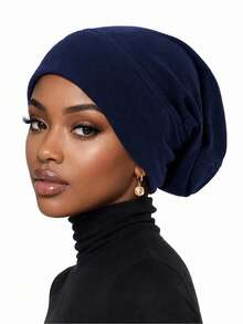 1/2 piezas Gorro interior elástico suave para mujer, turbante gorro de unicolor, envoltorio de cabeza transpirable y ligero, gorro para dormir, uso diario - color - Ver 5