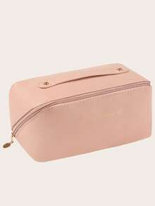 1pc Waterproof PU Leather Large Capacity Makeup Bag, Women's Handbag, Double Layer Makeup Storage Bag, Cosmetic Organizer, Toiletry Bag, Travel Essential, Cruise Essential, Vacation Essential, Neutral Large Capacity Portable Makeup Bag - Multicolor - View 14