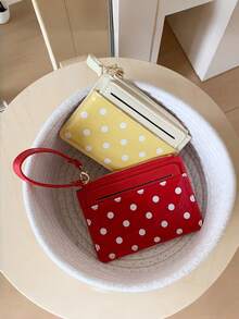 Dompet Koin Mini Polkadot, Dompet Kecil PU Modis, Tempat Kartu, Tas Penyimpanan Kartu Identitas, Organizer Polkadot Ultra Tipis Multi-Lapisan yang Dapat Dilepas - MultiWarna - View 4