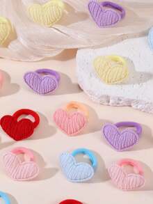 NAIZHU 20pcs Children's Random Color Sweet Cute Heart-Shaped Hair Ties Hair Bands Set - Multicolor - View 4