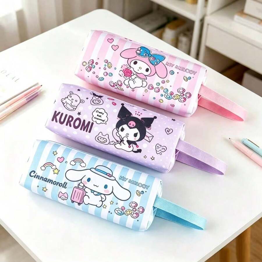 SANRIO Pencil Case Large Capacity Stationery Bag, Portable Makeup Organizer, Portable Canvas Storage Bag, Storage Bag, Back To School Essential - Multicolor - View 1