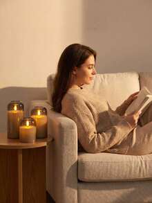 Flameless Candles, Battery Operated LED Flickering Flameless Candles, 3pcs/Set, Curved Gray, Timer And Remote Control, For Wedding, Home Party Decoration - Grey - View 3