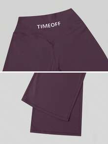 TimeOff 女款 1 件純色保暖內裡直筒寬腿褲，適合跑步、健身、瑜伽、運動，秋冬穿著 - 紫色 - 查看 4