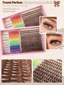 1 Box Colorful & Brown Single Cluster False Eyelashes, Angel Style & Lightweight Style, Soft & Lightweight DIY False Eyelashes, Natural & Voluminous, Fluffy Doll Eye & Cartoon Eye Makeup, Reusable & Easy To Apply, Suitable For Daily Makeup, Eye-Catching Looks, Party & Halloween Makeup - D - View 7