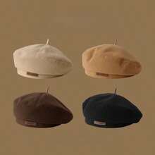 1pc Women's Autumn/Winter New Wool Beret Hat, British Style Painter Hat, Vintage Versatile, Face-Slimming, Unisex - Multicolor - View 7