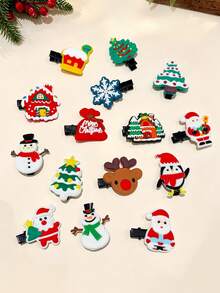 10pcs/Set Kids Christmas Cute Hair Accessories Girls Side Hair Clips Bangs Clips Santa Claus Hair Clips Accessories (Random Color) - Multicolor - View 6