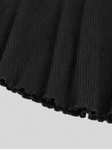 JTI Vestido corto elegante francés para mujer, negro, de punto acanalado, cuello redondo, ajuste ceñido, manga acampanada, espalda descubierta con lazo cruzado, para fiesta y baile de otoño/invierno - Negro - Ver 7