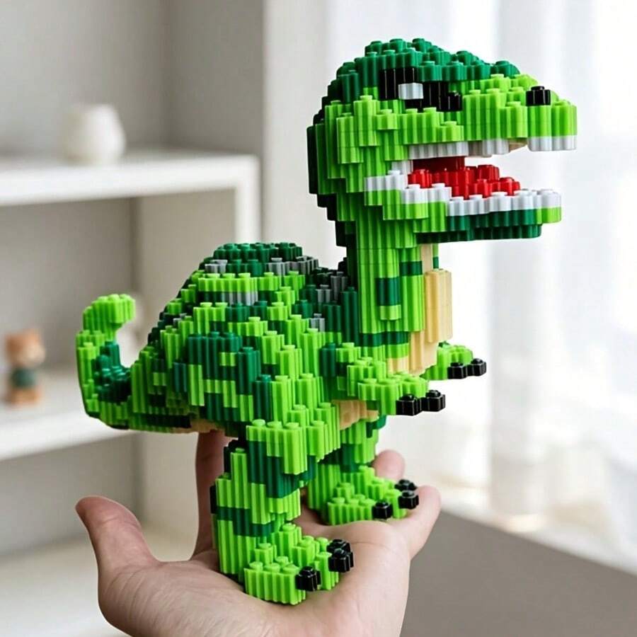1500pcs Small Particle Tyrannosaurus Rex Building Blocks Assembly Model, Educational Dinosaur Model Desktop Ornament Gift