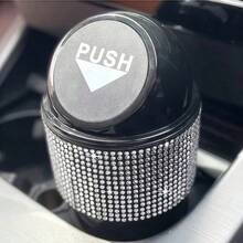 Creative Rhinestone Car Trash Can, Multifunctional Storage Box, Car Door Slot Cup Holder Storage Bin - Mini Rhinestone Trash Can - View 2