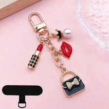 2pcs/Set (Chain + Clip) New Women's Fashion Creative Phone Lanyard Outdoor Travel Fashion Decoration Bag Charm Key Chain Jewelry Accessory Pendant Phone Strap Gift - Scented Lipstick - View 16