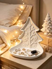 2pcs/1pc Christmas Tree Shaped Plastic Jewelry Tray, Embossed Decorative Trinket Dish, Festive Desktop Ornament For Rings Earrings Necklaces Hair Clips Keys, Vanity Bathroom Entryway Storage, Ideal Holiday Gift - Multicolor - View 8