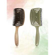 1pc Boxed Wild Boar Bristle Anti-Static Scalp Massage Hollow Design Hair Comb, Hair Salon Tool Gift - Multicolor - View 4