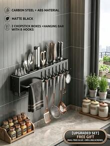 Wall-Mounted Knife Rack Convenient Storage Suitable For Home Use - Black - View 2