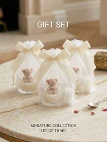INS Style Exquisite Bear Candle Gift Bag With Bow And Mesh, Suitable For Home Decor, Room Decoration, Party And Holiday Decoration, Office Decor, Living Room Accessory, Also Perfect Gift For Christmas, Halloween, Wedding, New Year, Gift-Giving Occasion - Stylish Souvenir - View 1