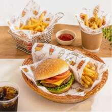 100pcs Hamburger Sandwich Food Wrapping Paper, Cake Roll Hamburger Greaseproof Paper, Wrapping Paper, Pastry Bread Greaseproof Paper Liner Non-Stick Baking Paper For Kitchen And Catering, Kitchen And Restaurant Essentials - Multicolor - View 5