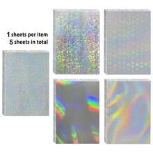 5/10 Sheets A4 Holographic Laser Self-Adhesive Cold Laminating Film Set, Multiple Vibrant Rainbow Glitter Laser Craft Paper, 5 Laser Pattern Designs, Bright And Transparent Colors, Flexible And Easy To Cut, Suitable For DIY Crafts, Scrapbooking, Card Making, Gift Wrapping, Children's Art Projects, Meeting Various Creative Handmade Decoration Needs - View 7