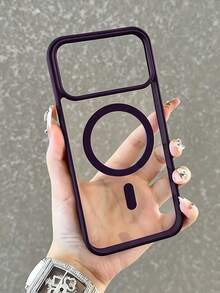VRNOEI 極簡透明黑邊磁吸無線充電保護殼，適用 Galaxy S26 S25 S22 S21 S24 S23 Ultra Plus，防摔透明硬殼背蓋 - 深紫色 - 查看 9
