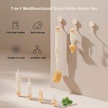 Kit Pembersih Gantung 7 in 1 dengan Sikat Botol, Dot, Sedotan, Pinggiran Cangkir & Celah, Alat Penghilang Noda, Desain Hemat Ruang dan Cepat Kering - oranye - View 6