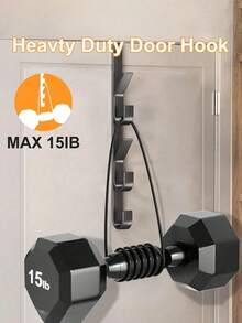 1pc Carbon Steel No-Drill Door Hook - Heavy Duty Metal Multi-Function Towel Rack | Space-Saving Vertical Design Storage Hanging Rack | Bathroom Door Towel Rack, Titanium Gold, No Drilling Required, Suitable For Bedroom - View 6