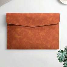 3pcs PU Leather A4 Document Folder Set, Waterproof Faux Leather Envelope Style File Bags With Snap Closure, Portable Paper Contract Certificate Invoice Storage Bags, Suitable For Business Meetings, Office, Home, Travel Storage - A - View 4