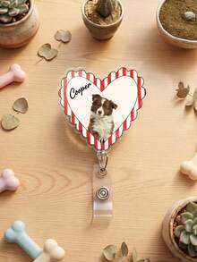 1pc Custom Pet Photo And Text Badge Reel, Personalized Dog Cat Badge Reel, Retractable ID Holder, Vet Tech Gift Photo Reel, Nurse Badge Clip - Multicolor - View 11