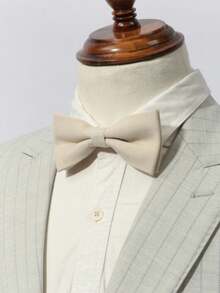 1pc Men's Fashion Solid Color Encrypted Bow Tie - Beige - View 4