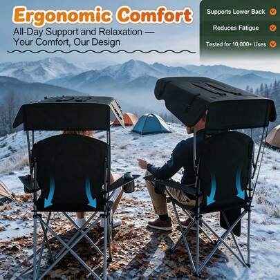 PACILACK Folding Chair With Canopy And Portable Camping Chair With Bag And Ice Bag Camping Chair With Bag  Durable 600D Oxford Canopy Chair For Camping, Beach, Picnics, Fishing & Sports