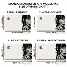 1Pc Art Black‑White Anime Girl Desk Mat, Japanese Style Unisex Mouse Pad For Anime Enthusiasts, For Office Desk Decor, Christmas Decoration, Party Gifts, Back‑To‑School Gifts & Office Supplies - Anime Girl - View 4