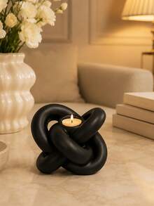 1pc Modern Abstract Knot Tea Light Candle Holder, Sculptural Candle Stand, Minimalist Desktop Home Decor, Suitable For Living Room, Bedroom, Coffee Table, Bookshelf, Mantel And Entryway - Knot Candle Holder - View 3