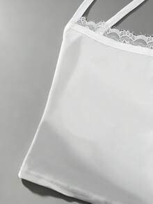 女款休閒優雅性感通勤夏季露背交叉綁帶上衣，返校穿搭白色 - 白色 - 查看 5
