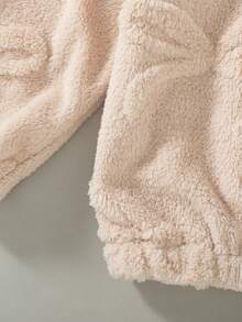 Jaket Kasual Tebal Berbahan Lembut Berbahan Plush dengan Resleting Penuh untuk Anak Perempuan, Cocok untuk Musim Gugur/Dingin - Aprikot - View 9