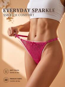 5pcs Sexy Girl Panties Minimalist Sexy Bow Thin Strap Multicolor Comfortable Women's Thong Adjustable T-Back - Multicolor - View 2