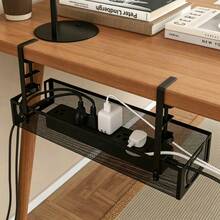 Soporte multi-enchufe para debajo del escritorio, metal negro - negro - Ver 1