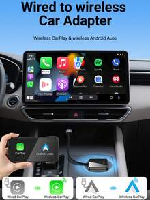 XUDA 2026 New 2-In-1 Wireless CarPlay / Android Auto Ultra Mini Adapter, 2.4-5.0 GHz WiFi6 Carplay Converter, Wired To Wireless, Fast Auto Connection Smart Box, No Delay, Compact Design, Stylish & Portable, With USB/USB-C Port, No Battery - A - View 2