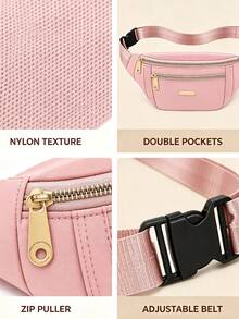 Tas Pinggang Nilon, Tas Pinggang Horizontal Multi-Saku dengan Tarikan Resleting Ekstra Besar, Tali Bahu yang Dapat Diatur dan Gesper Lepas Cepat, Tas Multifungsi Kapasitas Besar, Cocok untuk Perjalanan Harian Wanita dan Aktivitas Luar Ruangan - MultiWarna - View 10