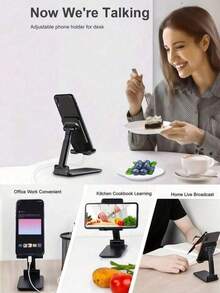 1pc Adjustable Foldable Desktop Phone Stand, Non-Slip Silicone Pad Phone Base, Portable Phone Holder, Suitable For Office Desk, Home, Office, Bedroom, Video Calls, Watching Movies, Random Color And Style - Phone Stand - View 10