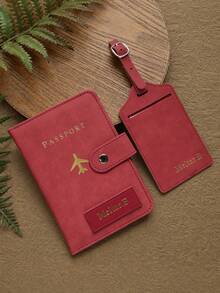 2pcs Personalized Passport Cover And Luggage Tag Set, Customized Gold Letter Suede Texture Buckle, Personalized Name Passport Cover - Multicolor - View 23