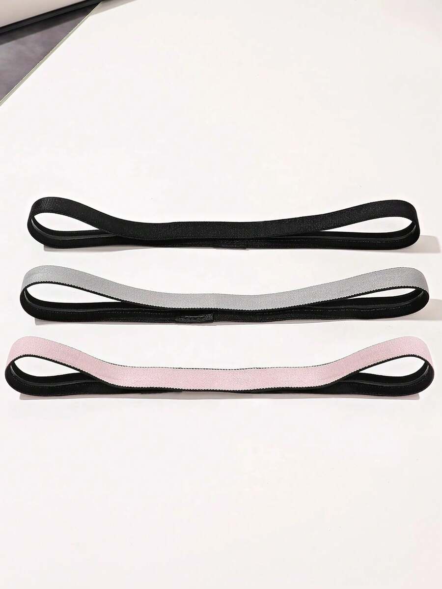 1pc Sports Yoga Headband Set, Sweat-Absorbent Elastic Thin Silicone Fashion Headband, Non-Slip Design (Random Black, Grey, Pink) - Multicolor - View 1