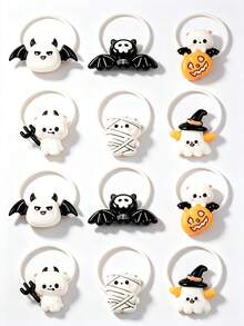 12pcs/4pcs/1pc Multi-Color Funny Cartoon Ghost Bat Devil Hair Ties Party Holiday Decoration Props Ponytail Hair Accessories - Multicolor - View 7