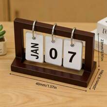 1pc Modern Minimalist Wooden Flip Calendar Perpetual Calendar Bedroom Desk Ornament Holiday Gift Decorative Table Calendar - Multi-color - View 6