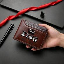 KING Crown Print Men's Zipper Wallet,Multi-Card Slot,Coin And ID Integrated Short Wallet,PracticalGiftforMen,Boyfriend For Birthday Or Valentine's Day - Multicolor - View 10