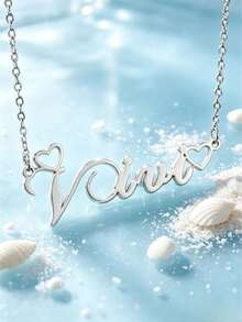 Customized Heart-Shaped Letter Necklace, Minimalist Style, Suitable For Daily Wear. Whether For Daily Outings, Dates, Or As A Thoughtful Gift For Back To School, Valentine's Day, Birthday, It's Very Appropriate. - Gold - View 5