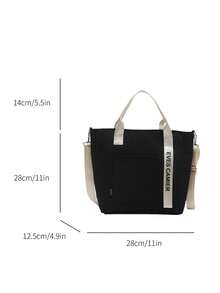 1pc Fashion Outdoor Large Student Tote Bag Crossbody Bag, Natural Reusable Zipper Closure Shoulder Strap - A - View 2