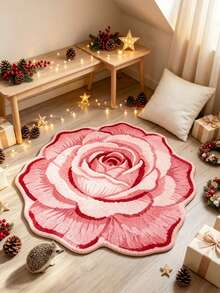 1pc Pink Blooming Rose Decor Rug, Living Room Decor, Bedroom Rug, Rug, Home Decor, Living Room Rug, Living Room Small Rug, Bedroom Rug, Living Room Home Decor, Outdoor Rug, Washable Rug - Multicolor 2 - View 2