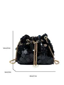 1PC Cylinder Sequin Bag, Casual Minimalist Elegant, Suitable For Parties, Dinners And Other Events, Can Easily Accommodate Daily Essentials, Versatile Item, Suitable For Various Styles And Occasions - Multicolor - View 12