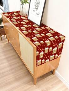 1pc Christmas Pattern Printed Table Runner, 4pcs Christmas Pattern Printed Placemats, Suitable For Holidays, Parties, Birthdays, Dinner Parties, Kitchen Dining Table Decoration, All Season Room Decor, Home Textile Table Runner - Multicolor - View 7