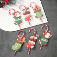 48pcs Christmas Stocking Lollipop Card Holders, Santa Claus & Gingerbread Man Pattern, Merry Christmas Home Decor, Christmas Decoration, Christmas Gift - Multicolor - View 6