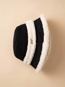 1pc Women's Autumn/Winter Bucket Hat, Colorblock Striped Letter Patchwork Design, Casual Outdoor Daily Wear - Fisherman's Hat - View 4
