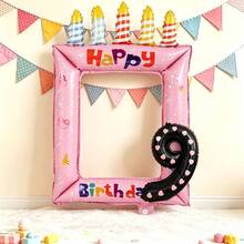 3pcs Birthday Memory Photo Frame Aluminum Foil Balloon Set With Numbers 0-9, Birthday Party Photo Props Scene Decoration - View 5